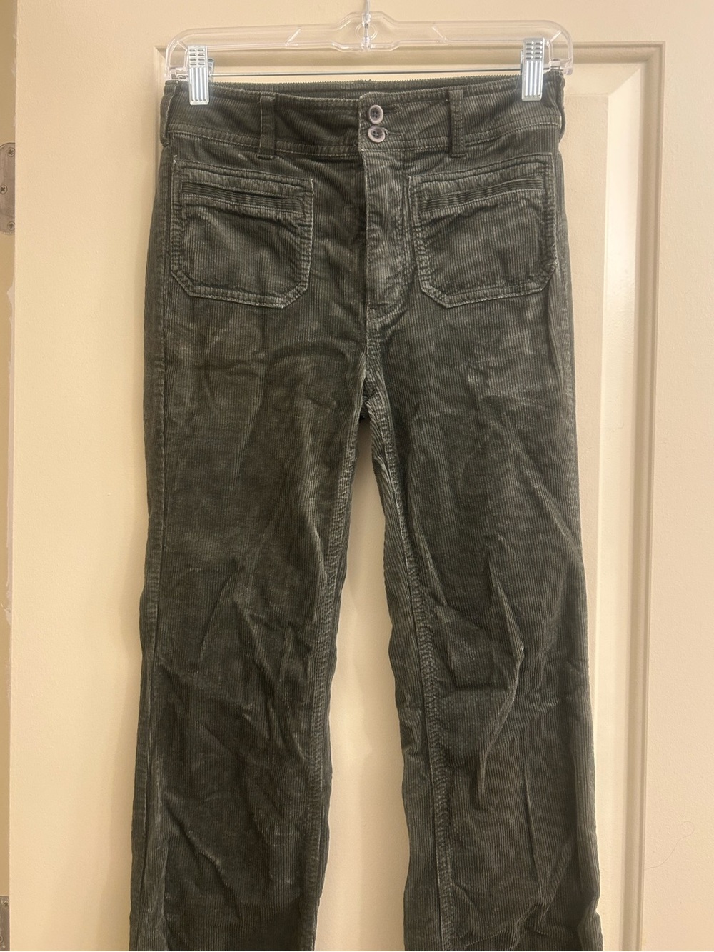 Olive Green Anthropologie Corduroy Flare Jeans